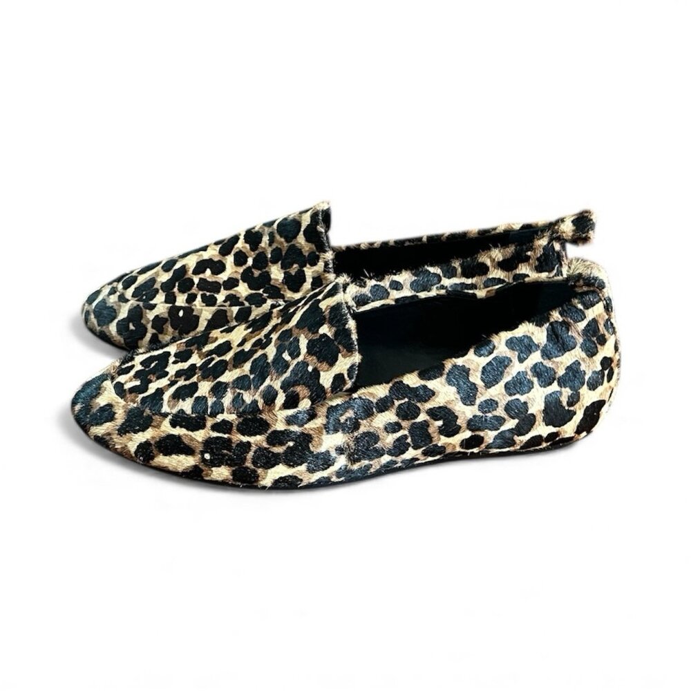 BANANA REPUBLIC SZ 6.5 Leopard Print Leather Calf Hair Flats Shoes Slip On NWOB